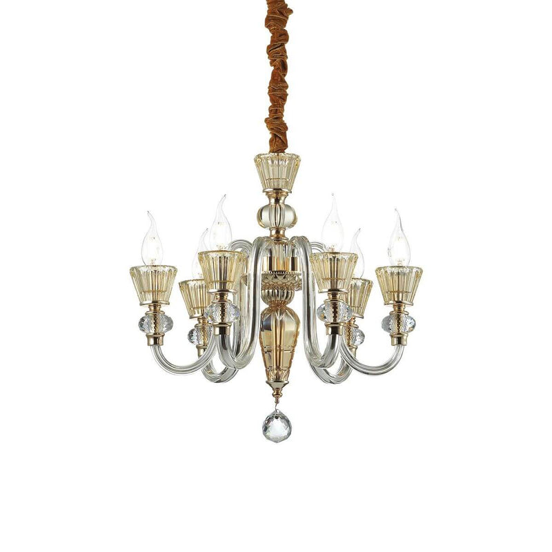 Suspension Strauss 6 lumières dorée, verre