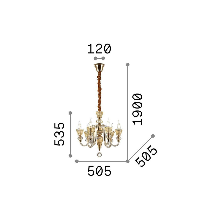Suspension Strauss 6 lumières dorée, verre