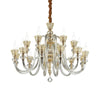 Suspension Strauss 18 lumières dorée, verre