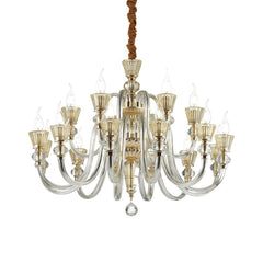 Suspension Strauss 18 lumières dorée, verre
