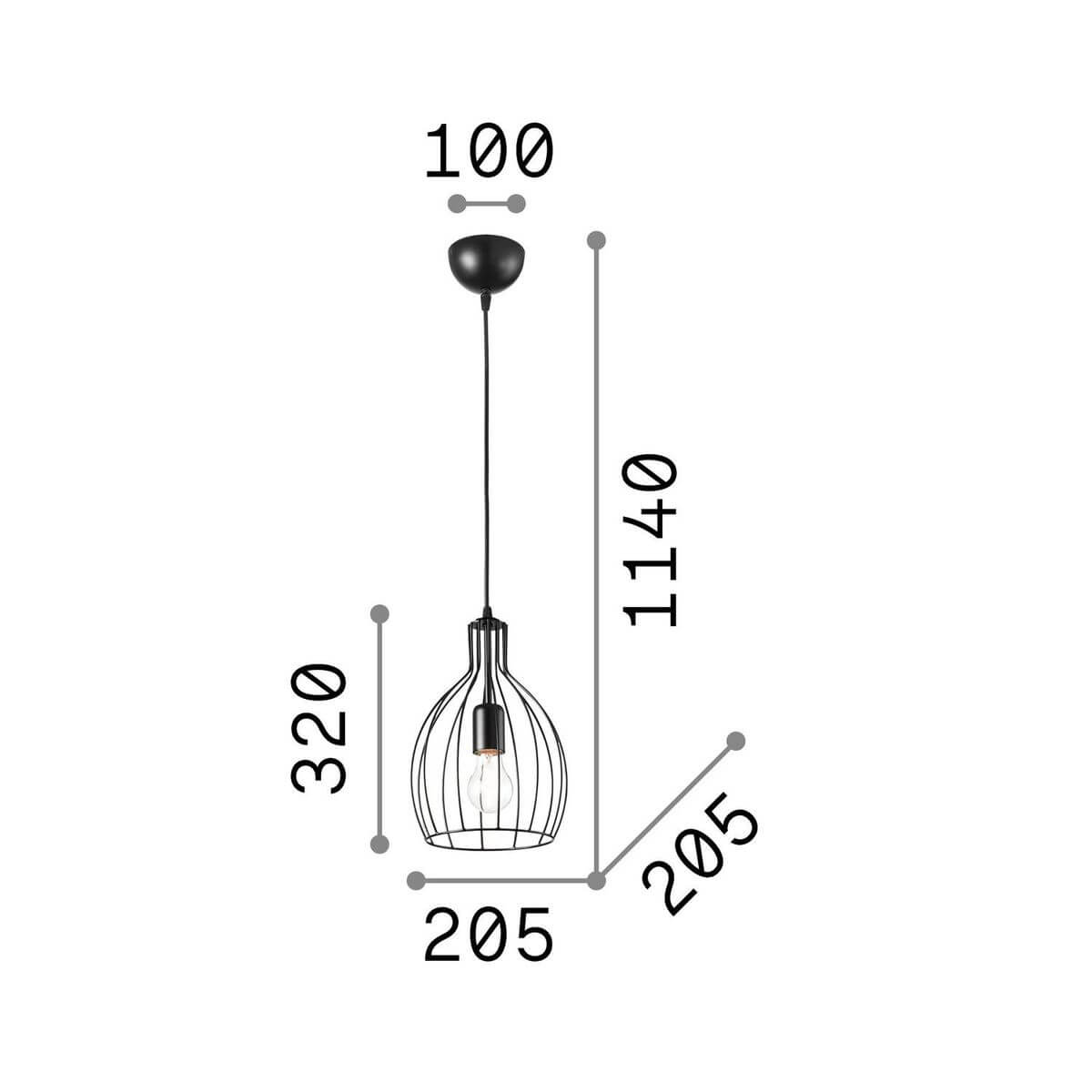 Suspension Ampolla noire, H 32 cm