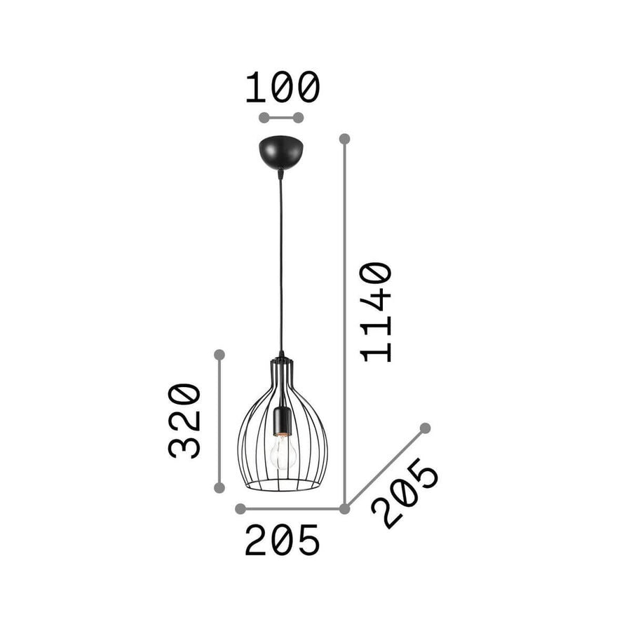 Suspension Ampolla noire, H 32 cm