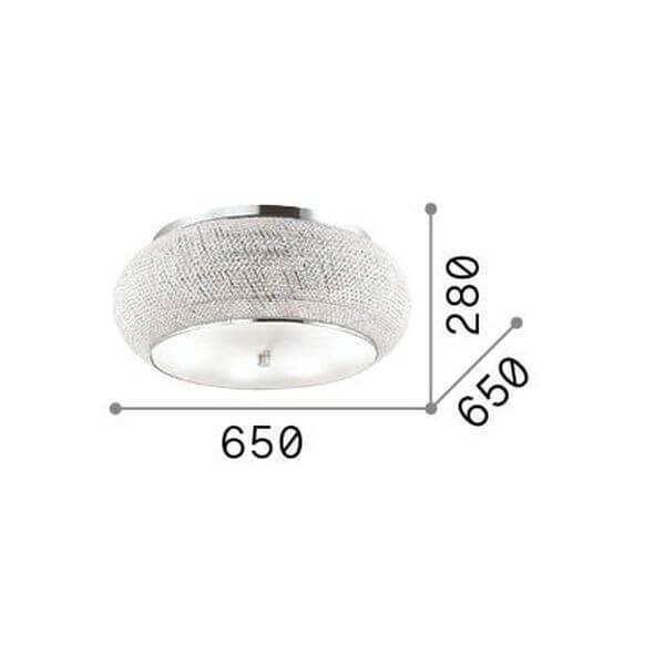 Schéma coté du plafonnier avec dimensions largeur et hauteur
