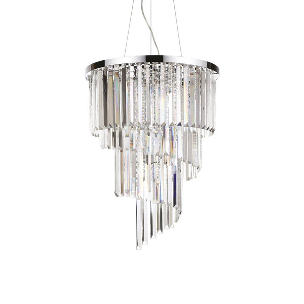 Suspension Carlton 12 lumières chromée, cristal
