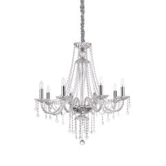 Suspension Amadeus 8 lumières transparente, cristal