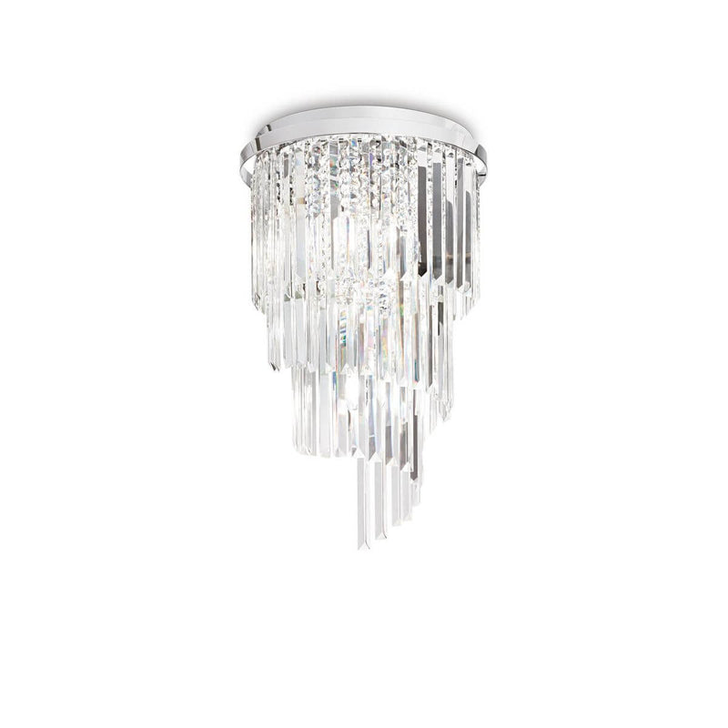 Plafonnier Carlton 8 lumières chromé, cristal