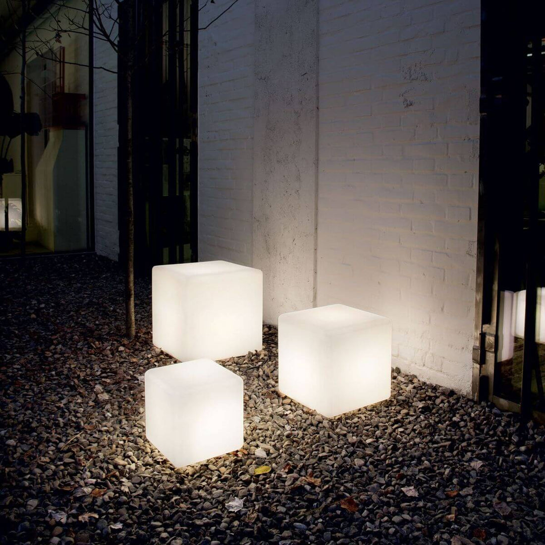 Lampadaire extérieur Luna blanc, L 30 cm