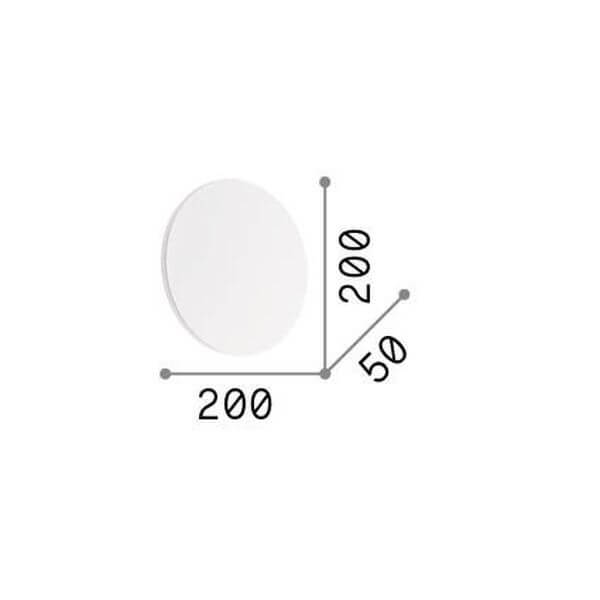 Schéma technique coté : diamètre 200 mm, profondeur 50 mm, vue de profil