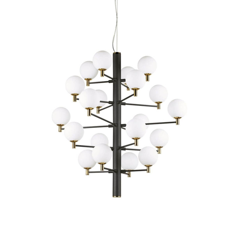 Suspension Copernico 20 lumières noire, verre