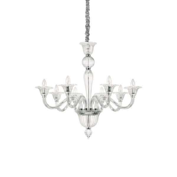 Suspension Brigitta 8 lumières transparente, verre