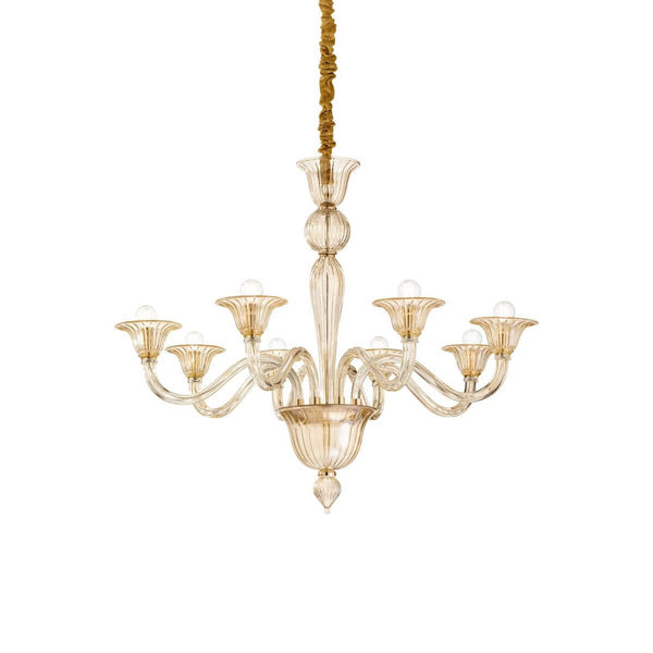 Suspension Brigitta 8 lumières ambrée, verre