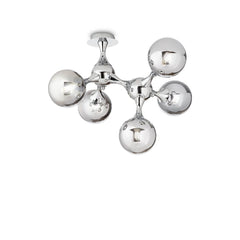 Plafonnier Nodi 5 lumières chromé, verre