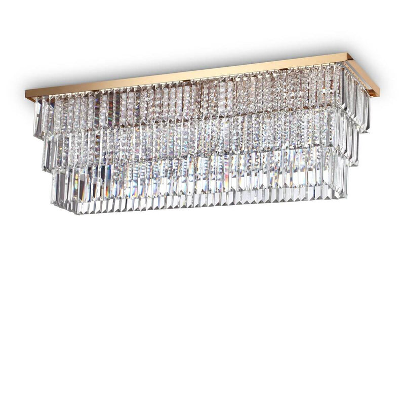 Plafonnier Martinez 8 lumières doré, cristal
