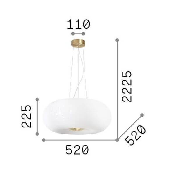 Suspension Arizona 5 lumières blanche, verre