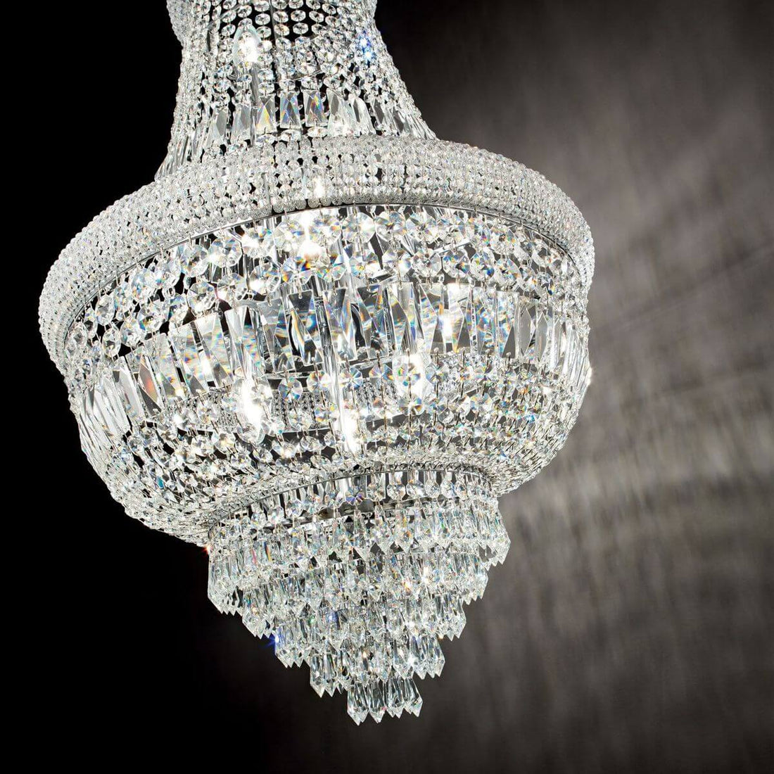 Suspension Dubai 10 lumières chromée, cristal