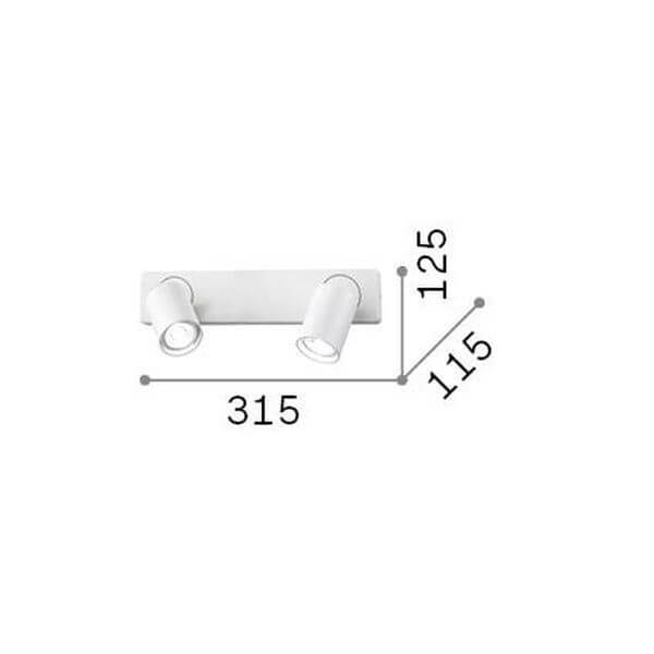 Schéma coté de l'applique murale avec les mesures 315, 125 et 115 mm.