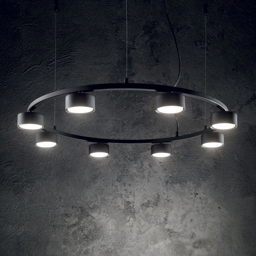 Suspension Minor 8 lumières noire
