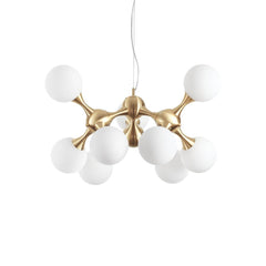 Suspension Nodi 9 lumières laiton, verre