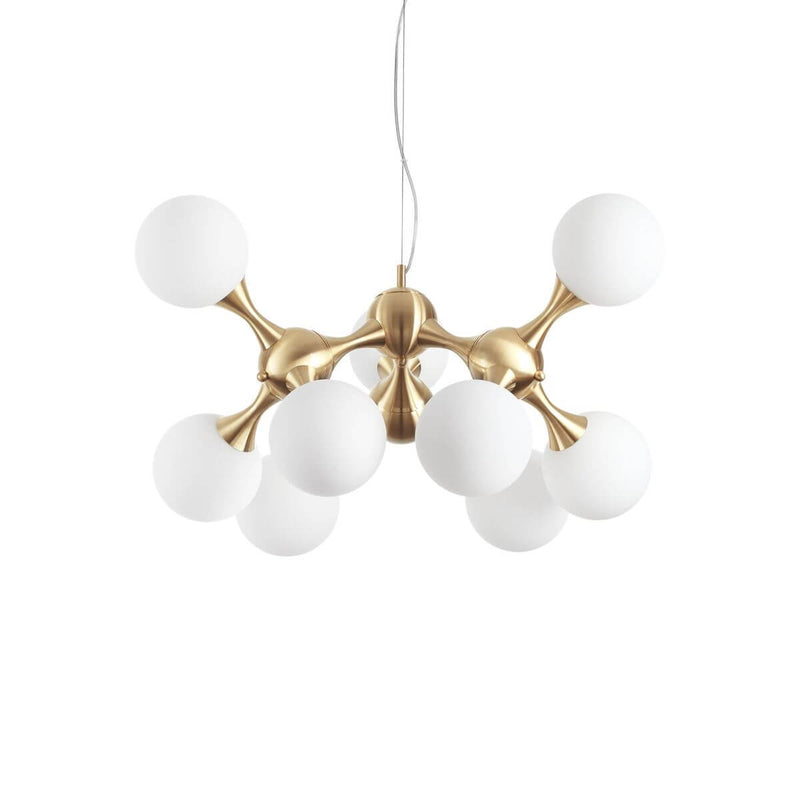 Suspension Nodi 9 lumières laiton, verre