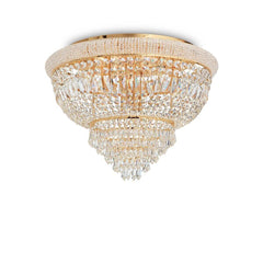 Plafonnier Dubai 24 lumières laiton, cristal