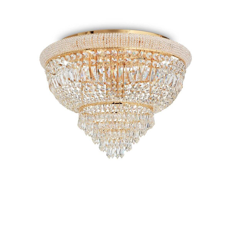Plafonnier Dubai 24 lumières laiton, cristal