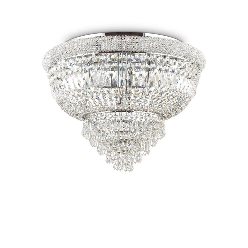 Plafonnier Dubai 24 lumières chromé, cristal