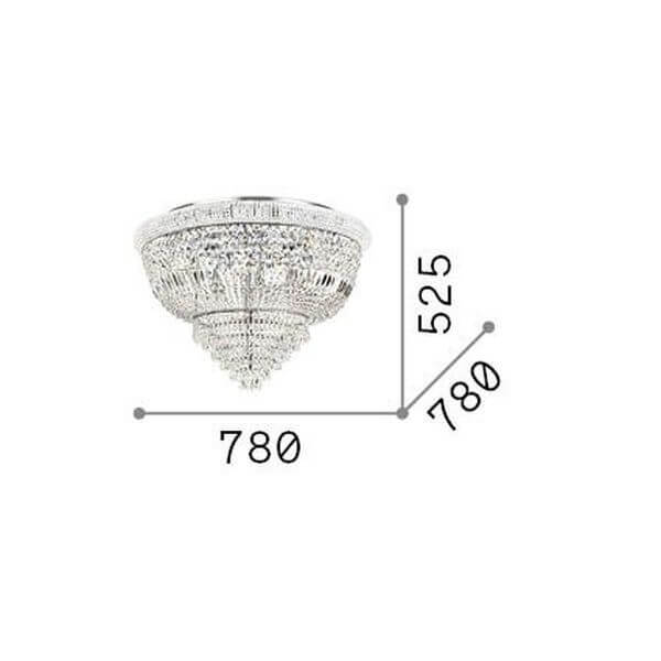 Schéma technique coté indiquant une largeur de 780 mm et une hauteur de 525 mm