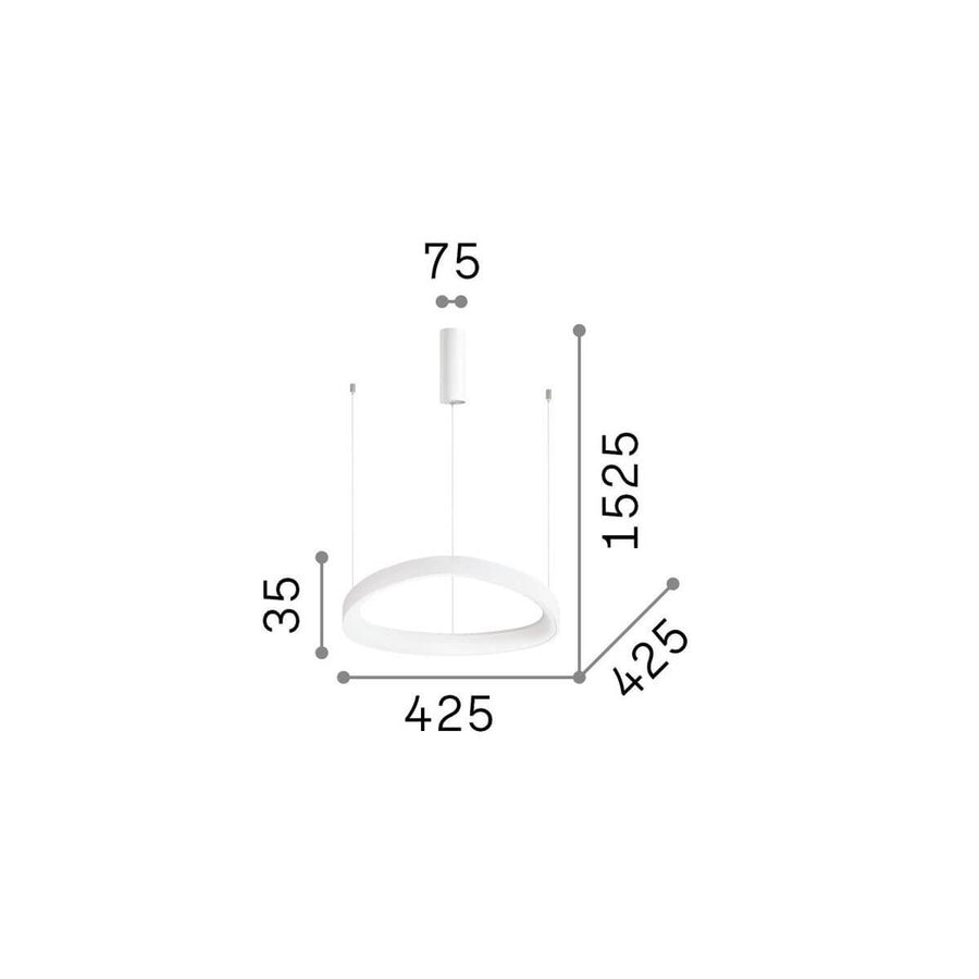 Schéma coté du luminaire avec dimensions 425 mm et hauteur de suspension