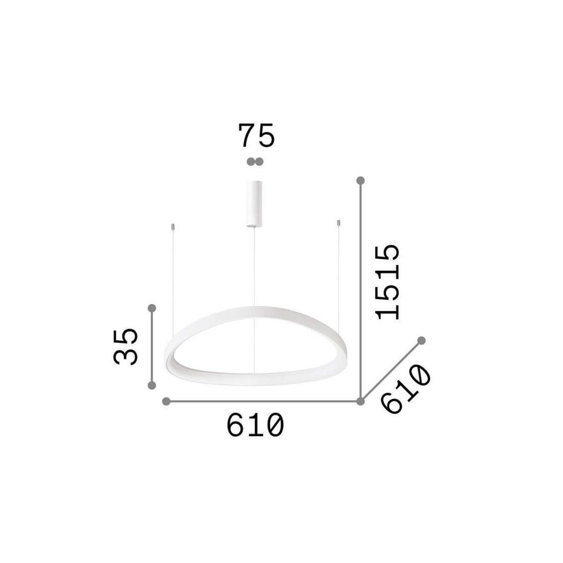 Suspension luminaire | Gemini Blanche L 61 cm