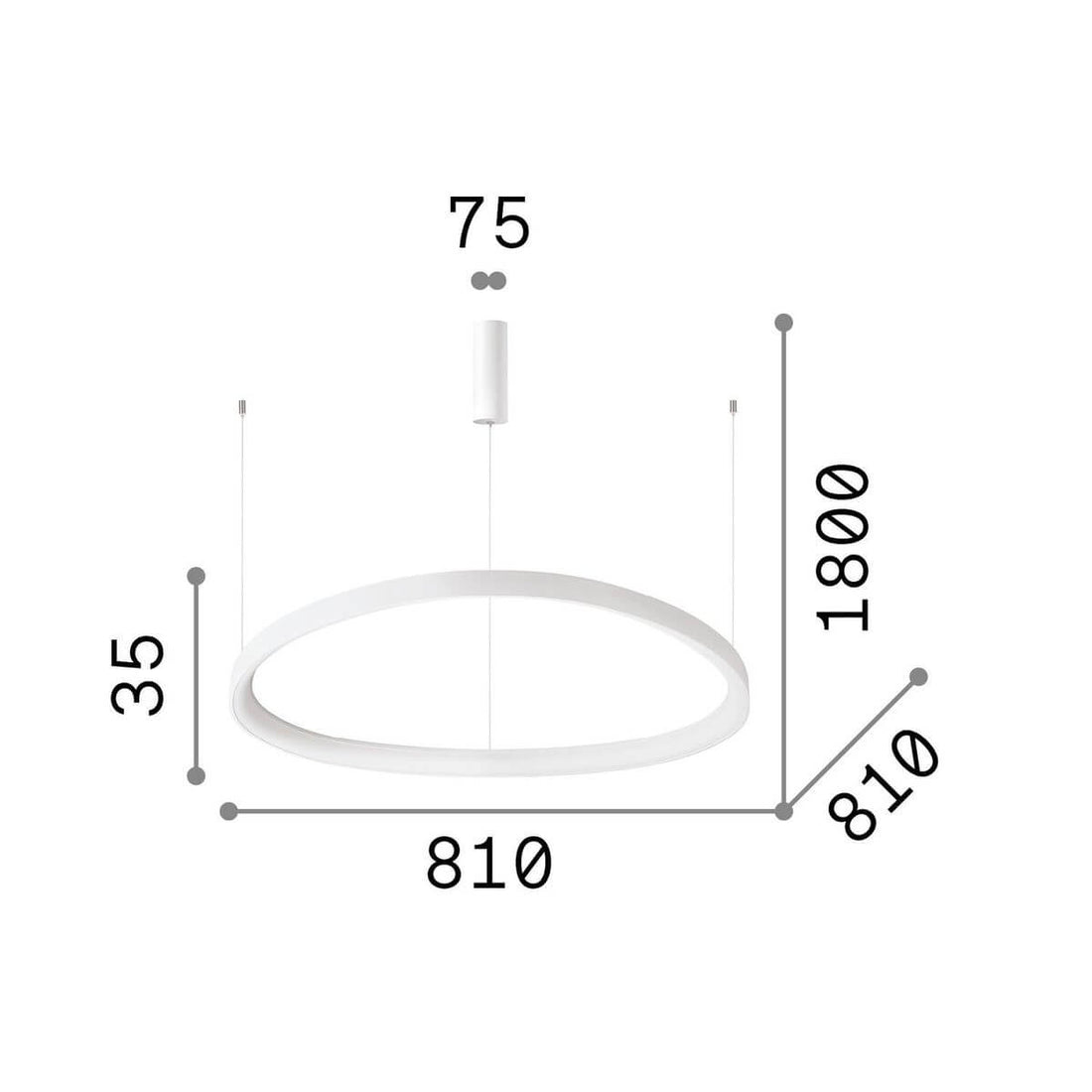 Suspension Gemini blanche, L 81 cm (247274)