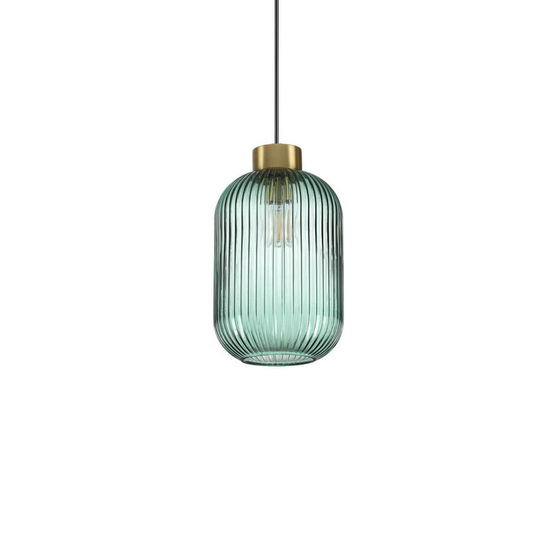 Suspension Mint verte, verre, H 23,5 cm