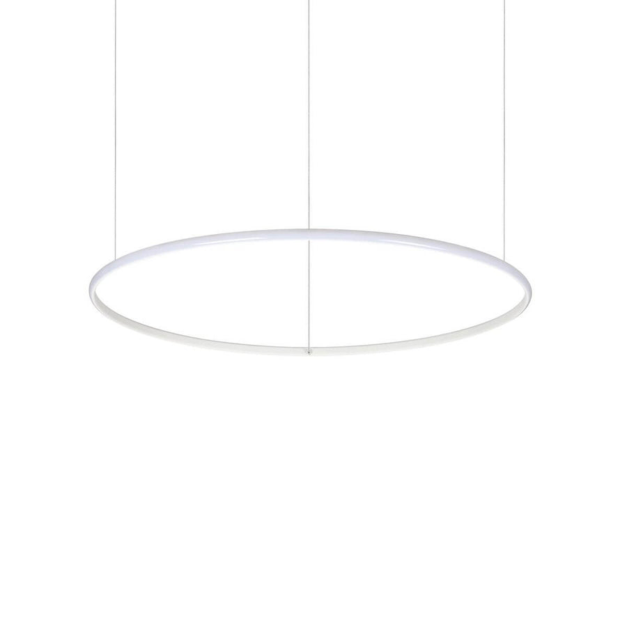 Suspension anneau blanc de face, fin cercle lumineux vu en perspective
