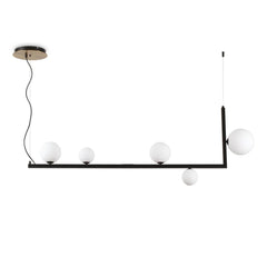 Suspension Birds 5 lumières noire, verre