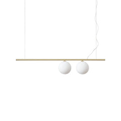 Suspension Perline 2 lumières laiton, verre