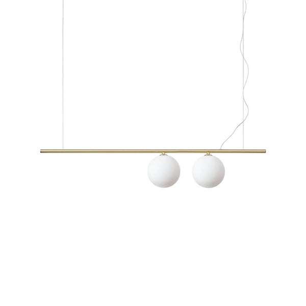 Suspension Perline 2 lumières laiton, verre