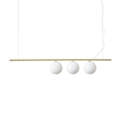Suspension Perline 3 lumières laiton, verre