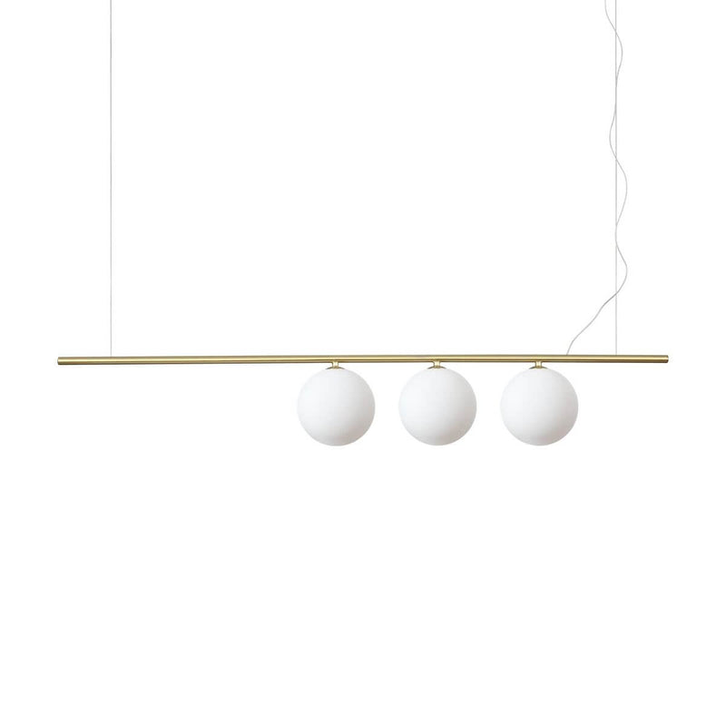 Suspension Perline 3 lumières laiton, verre