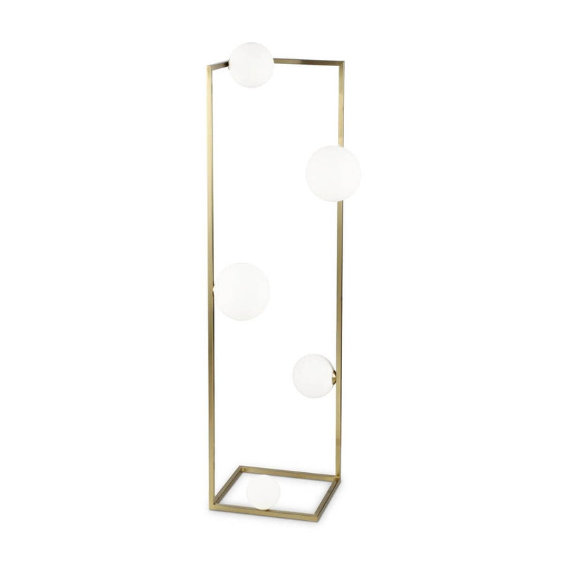 Lampadaire Angolo 5 lumières laiton, verre