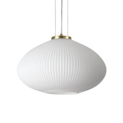 Suspension Plisse laiton, verre, Ø 45 cm