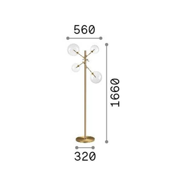 Lampadaire Equinoxe 4 lumières laiton, verre