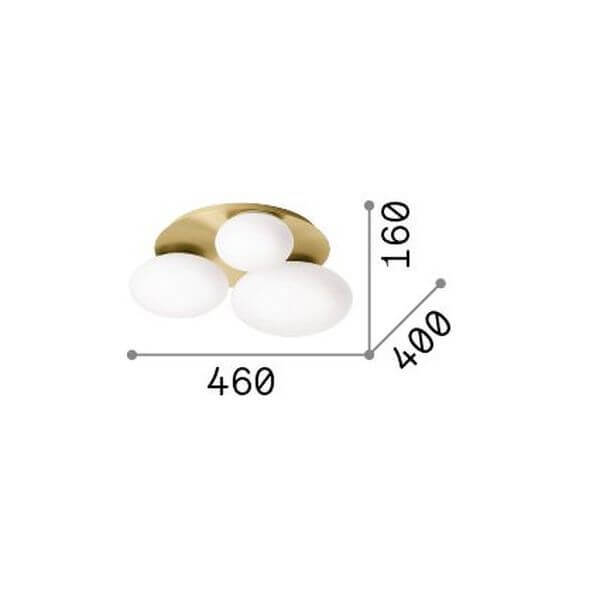 Schéma coté du plafonnier, largeur 460 mm et hauteur 160 mm