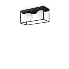 Plafonnier Lingotto 2 lumières noir, verre