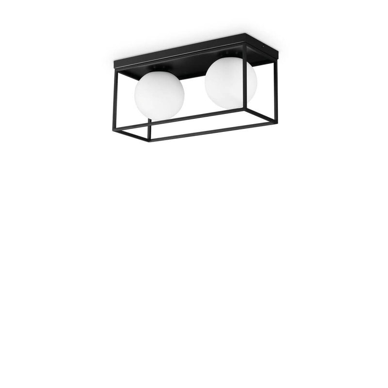 Plafonnier Lingotto 2 lumières noir, verre