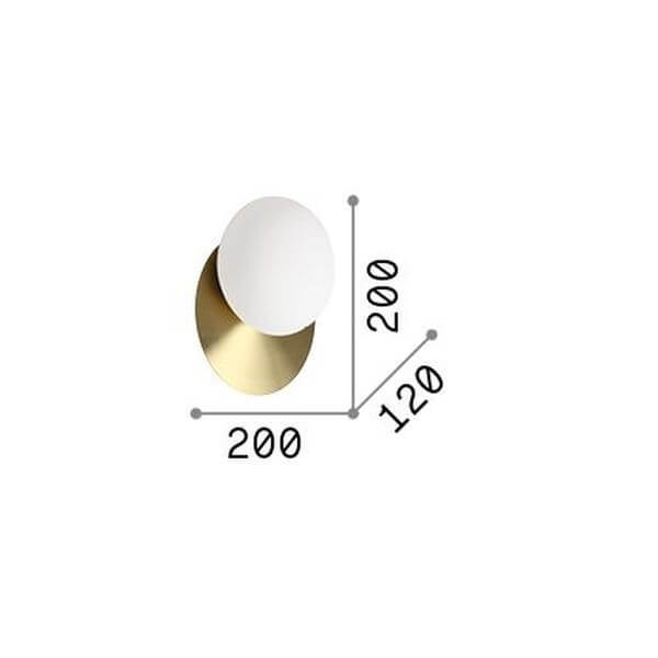Schéma coté de l'applique, deux disques imbriqués avec dimensions 200, 200 et 120