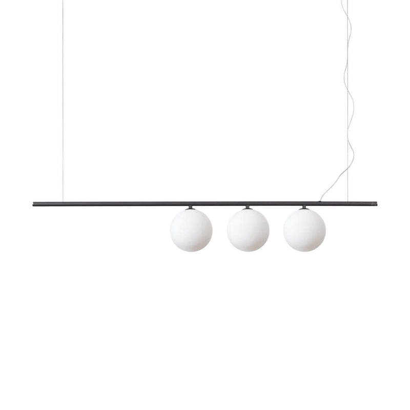 Suspension Perline 3 lumières noire, verre