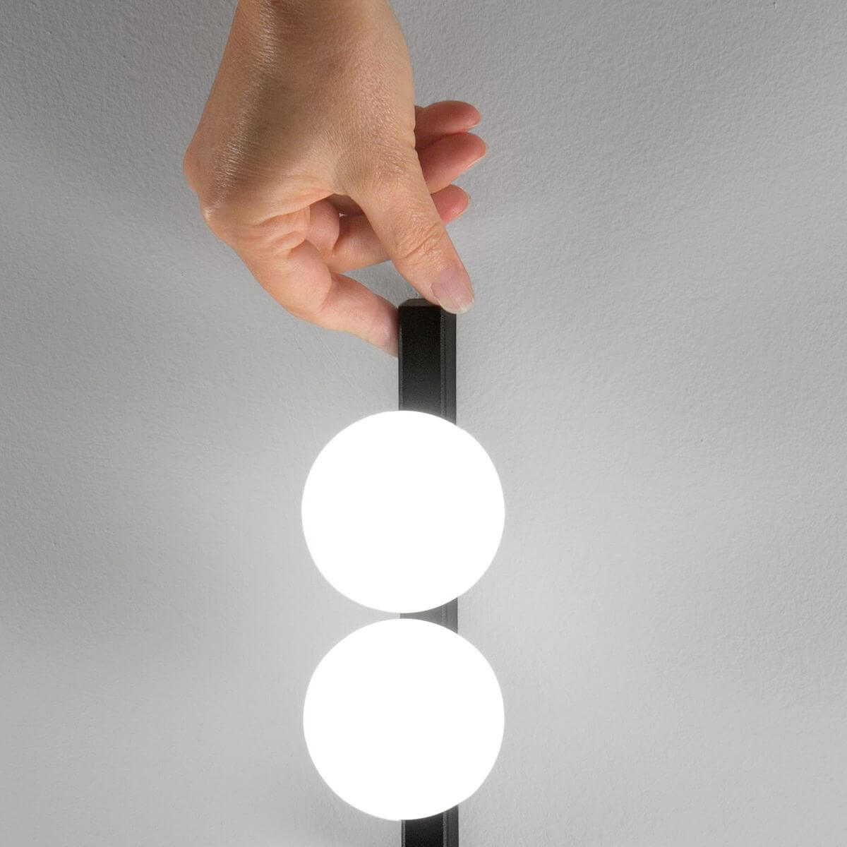 Lampadaire Ping Pong noir, verre