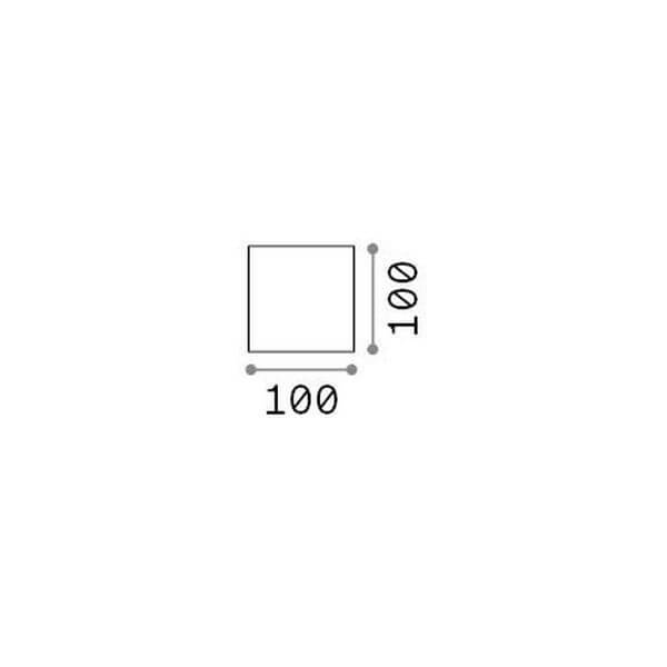 Schéma de dimensions carré 100 x 100 mm pour cette applique extérieure blanche