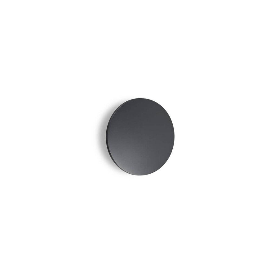 Applique murale ronde anthracite de face, sur fond blanc, vue produit.