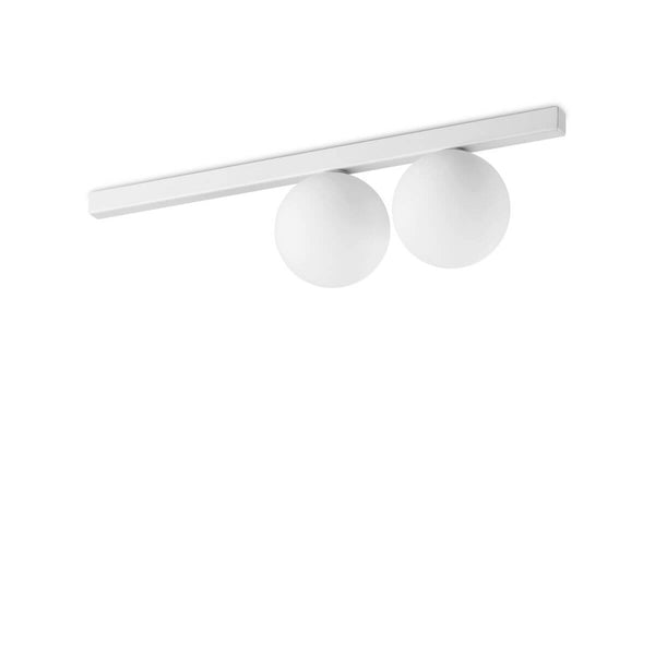 Plafonnier Binomio 2 lumières blanc, verre