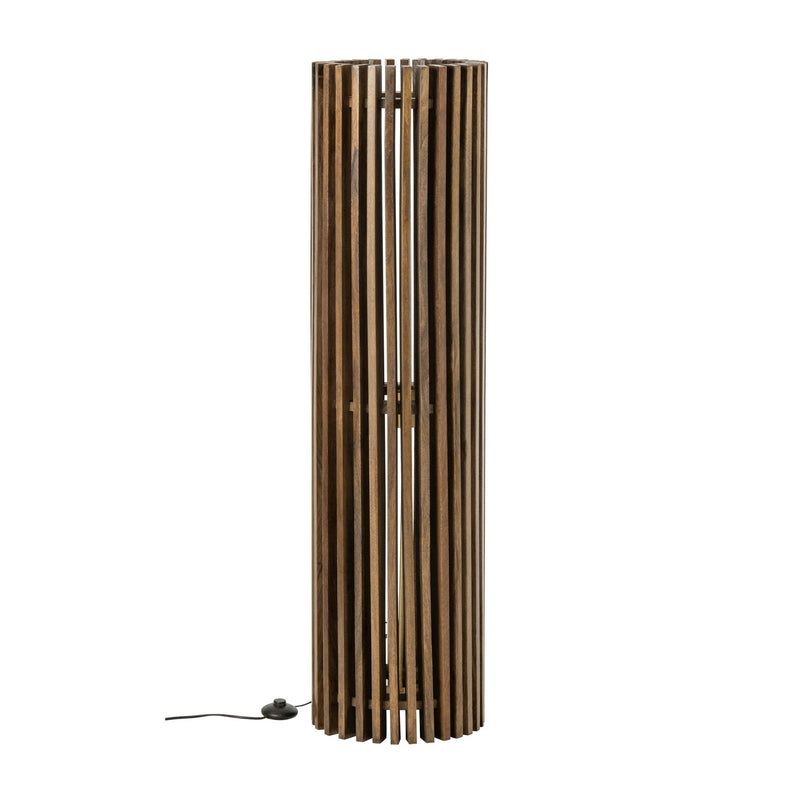 Lampadaire côtelé en bois de manguier marron foncé